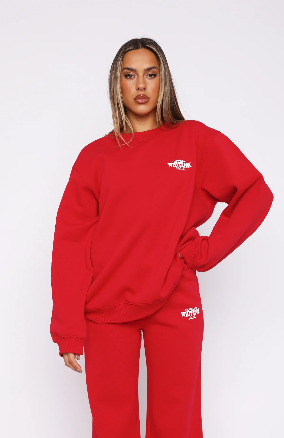 Capsule 9 Rodeo Crew Oversized Sweater Red - WHITE FOX