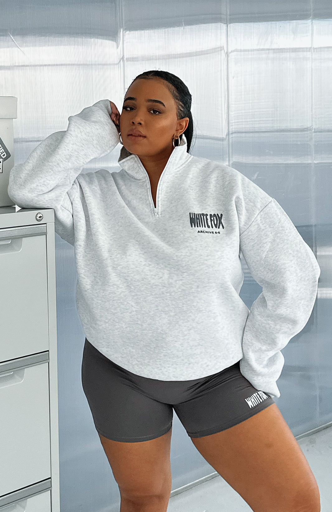 Archive 6.0 Zip Front Sweater Haze - WHITE FOX