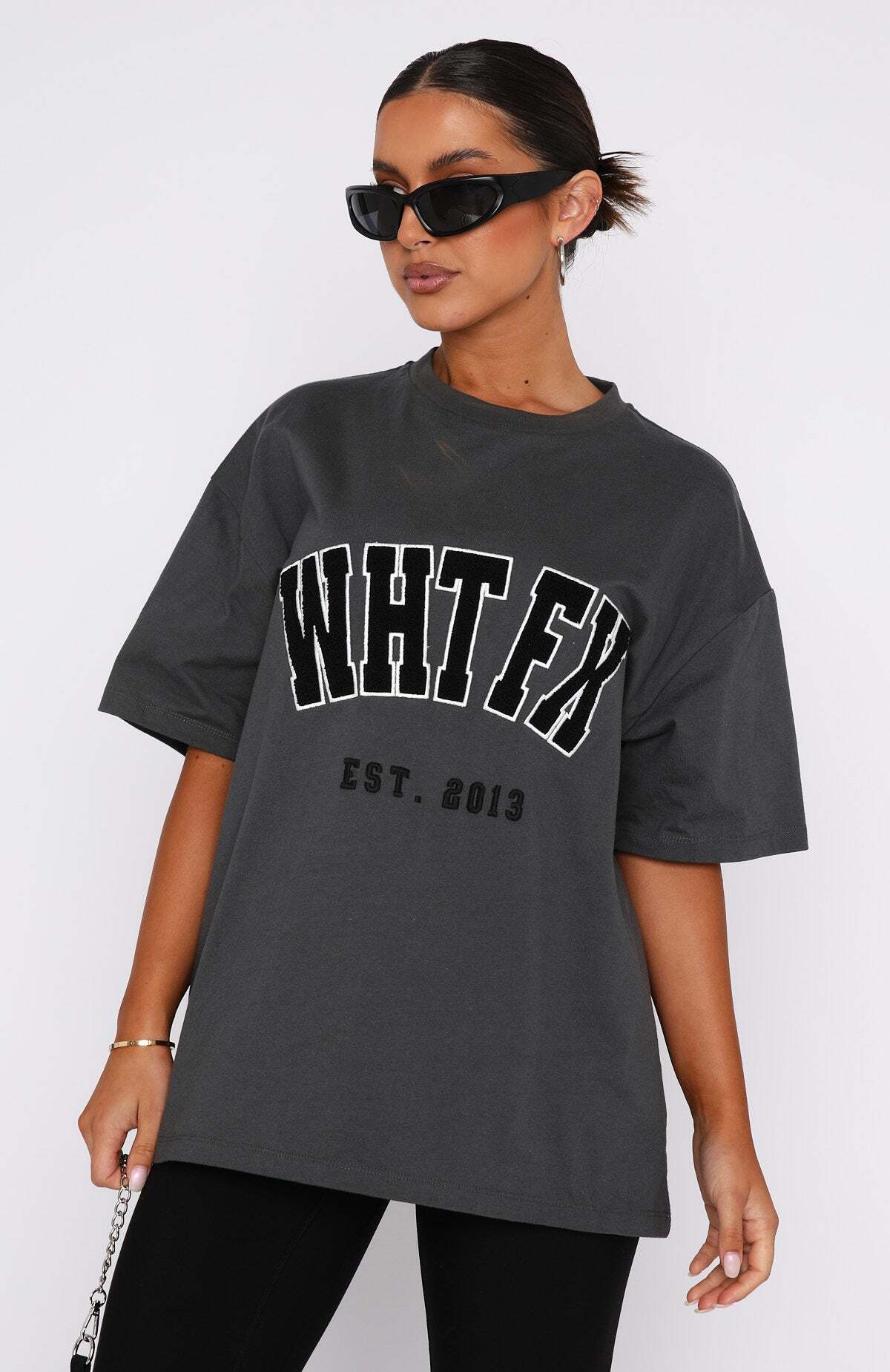 Give It Away Oversized Tee Charcoal - WHITE FOX