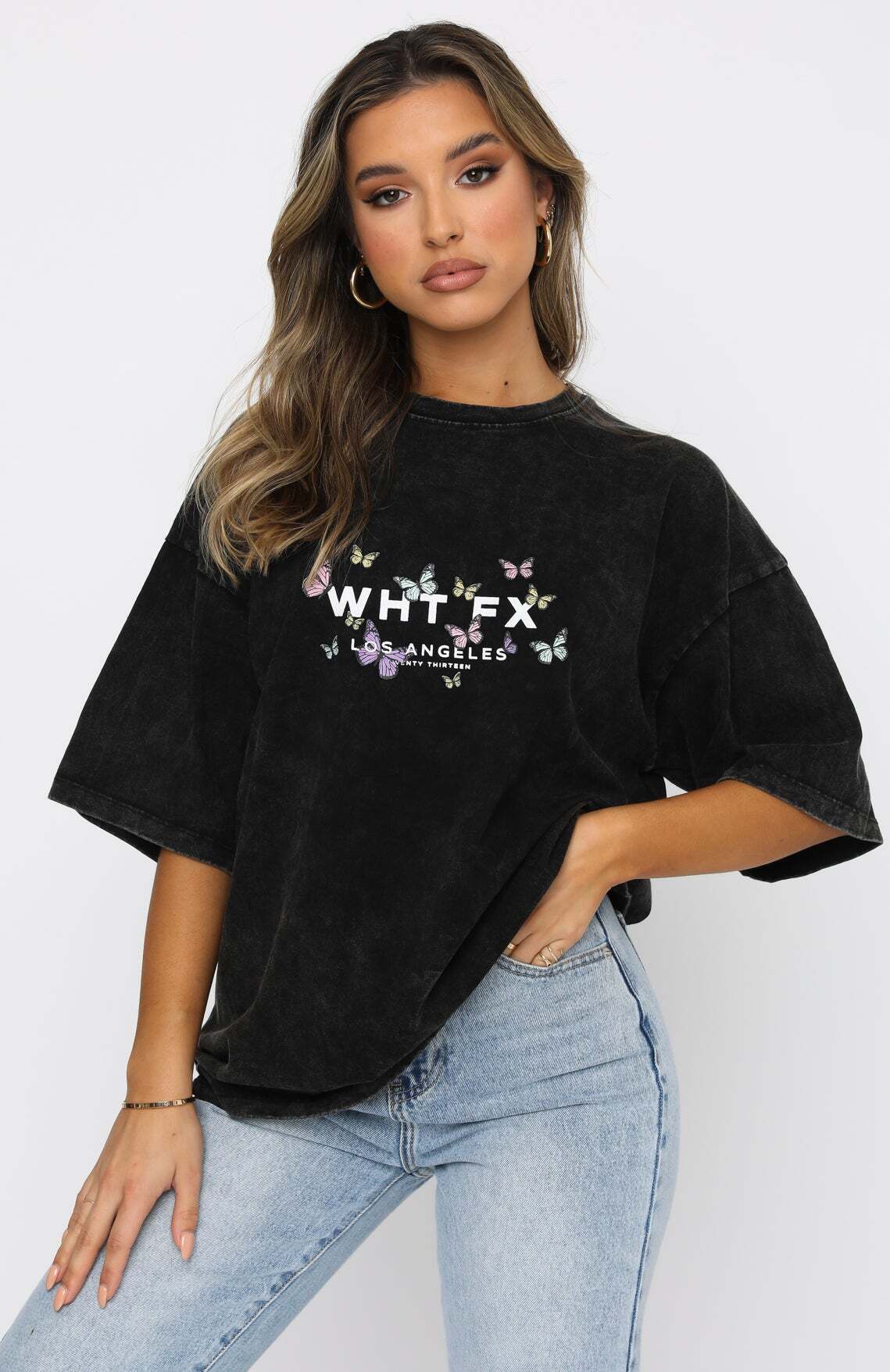 Dare To Dream Oversized Tee Acid Black - WHITE FOX