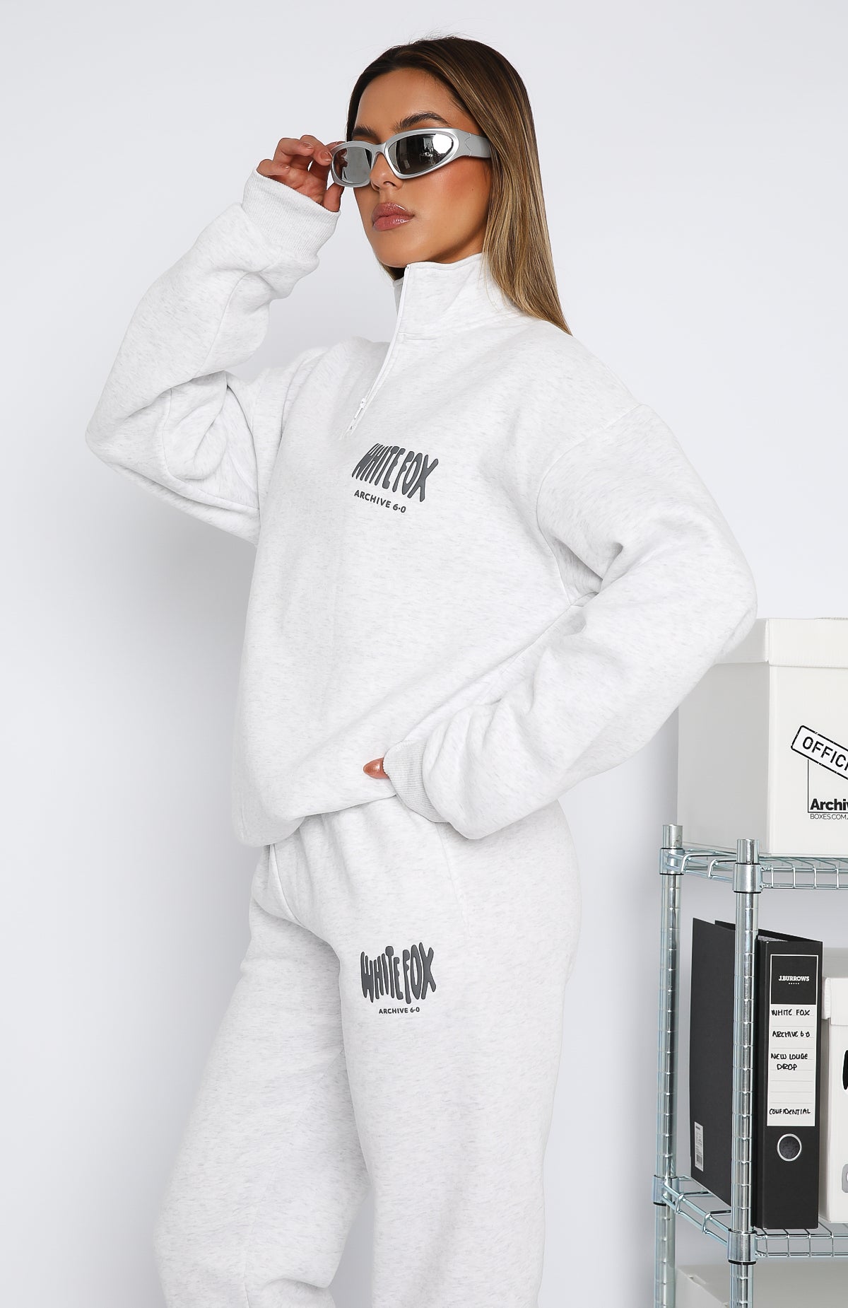 Archive 6.0 Zip Front Sweater Haze - WHITE FOX