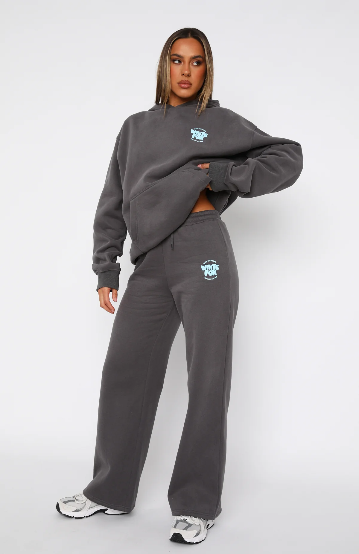 With Love For You Wide Leg Sweatpants Volcanic - WHITE FOX
