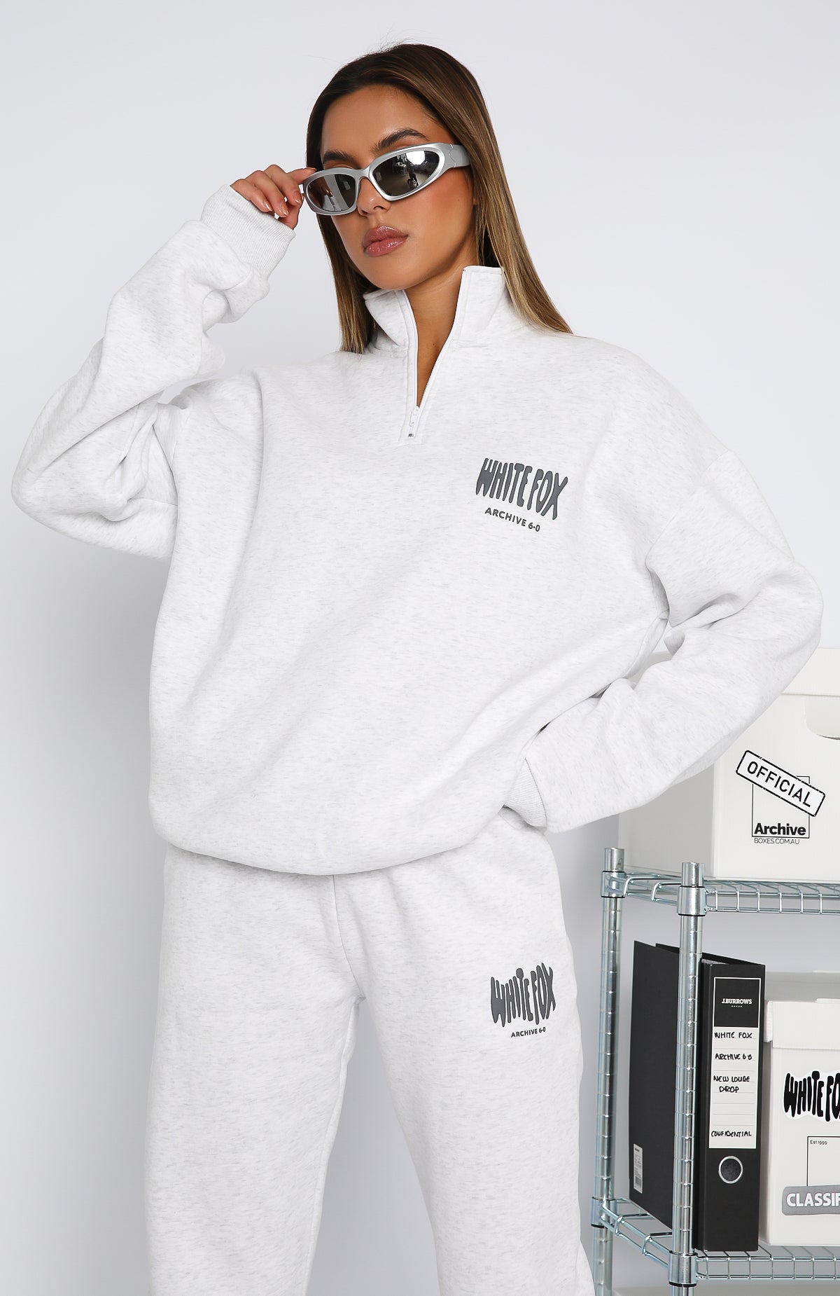 Archive 6.0 Zip Front Sweater Haze - WHITE FOX