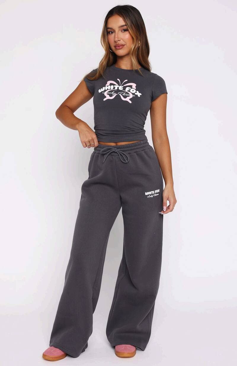 Lucky Thirteen Audrina Wide Leg Sweatpants Volcanic - WHITE FOX
