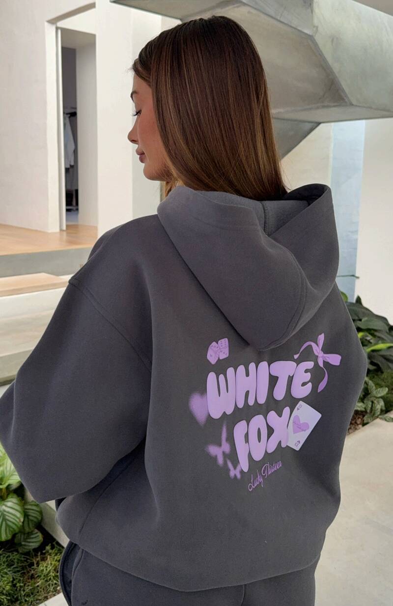 Lucky Thirteen Stephanie Oversized Hoodie Volcanic - WHITE FOX