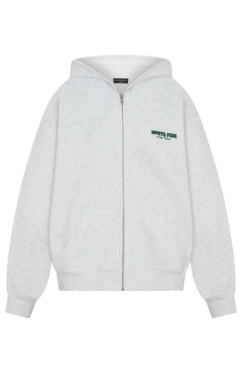 Lucky Thirteen Charise Zip Front Hoodie Grey Marle - WHITE FOX