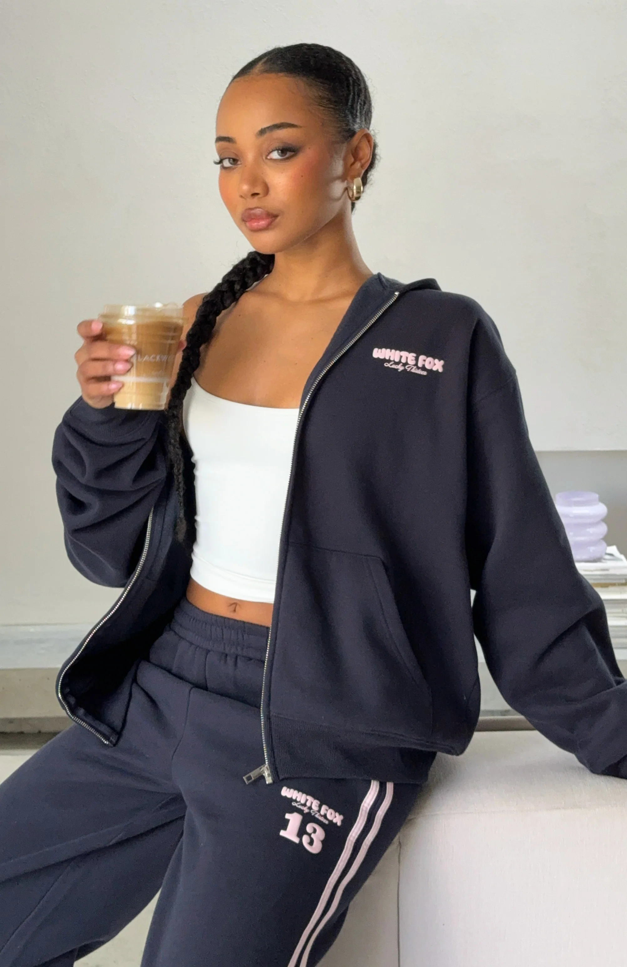 Lucky Thirteen Charise Zip Front Hoodie Navy - WHITE FOX