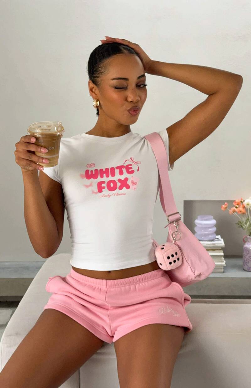Lucky Thirteen Stephanie Baby Tee White - WHITE FOX