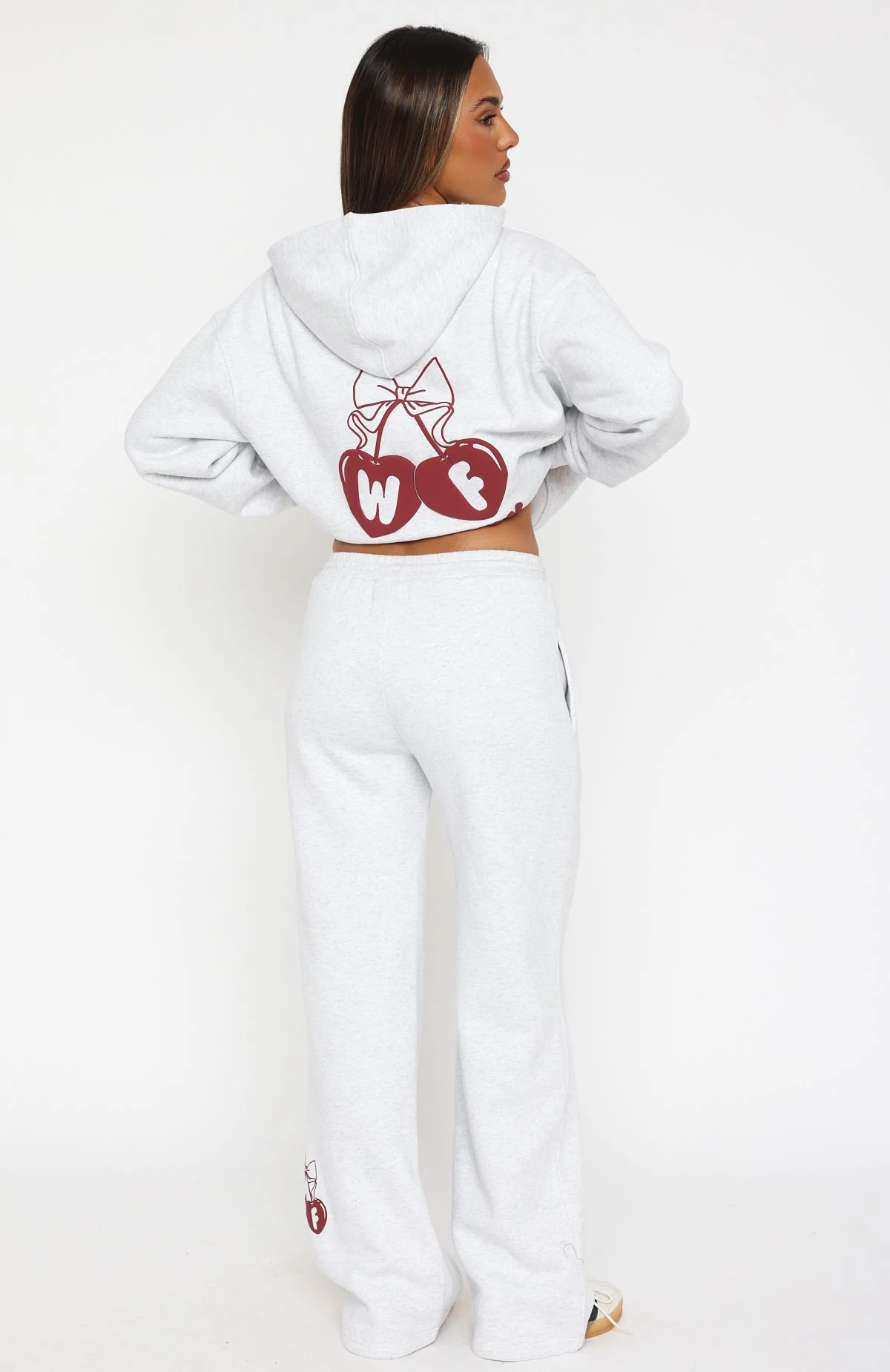 Feel The Love Wide Leg Sweatpants Grey Marle - WHITE FOX
