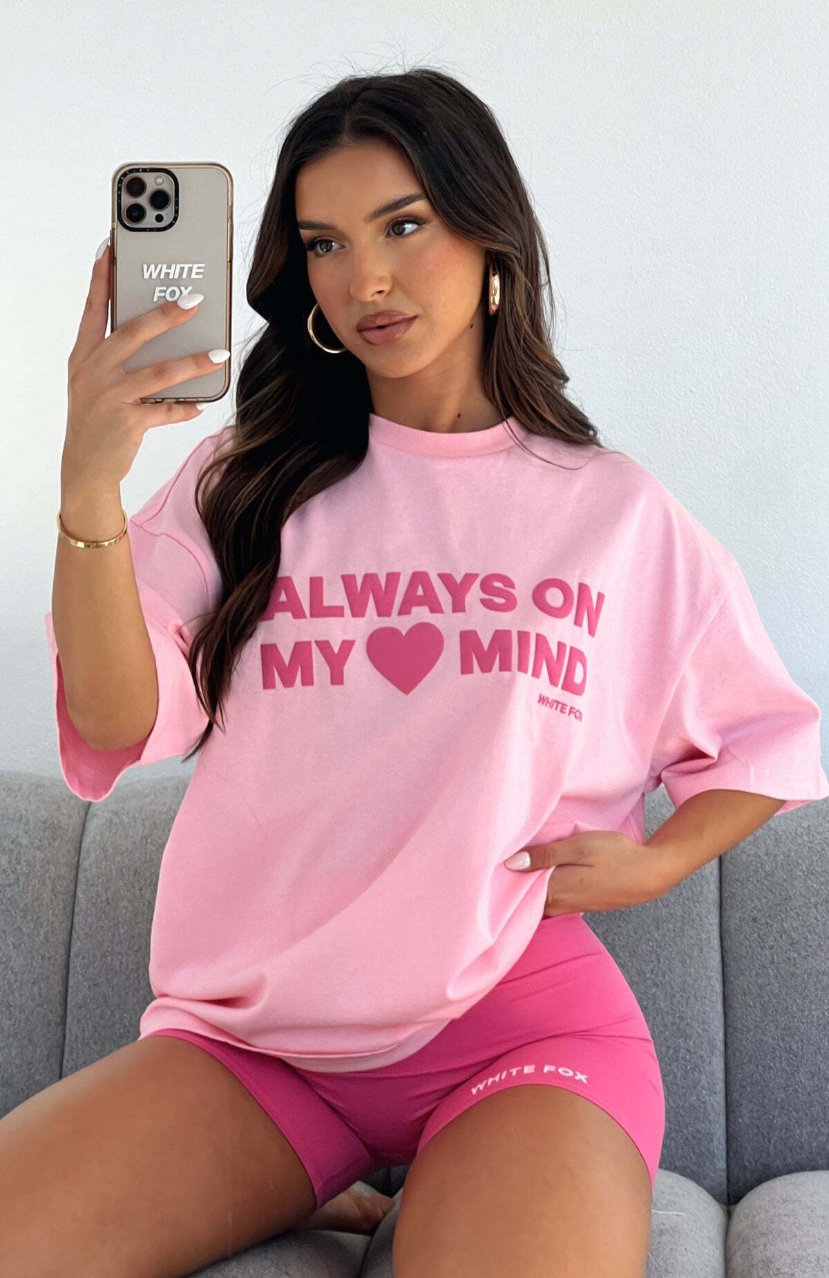 You're Always On My Mind Oversized Tee Pink - WHITE FOX