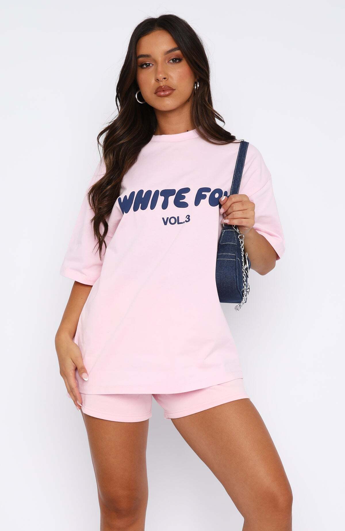 Offstage Oversized Tee Posy Pink - WHITE FOX