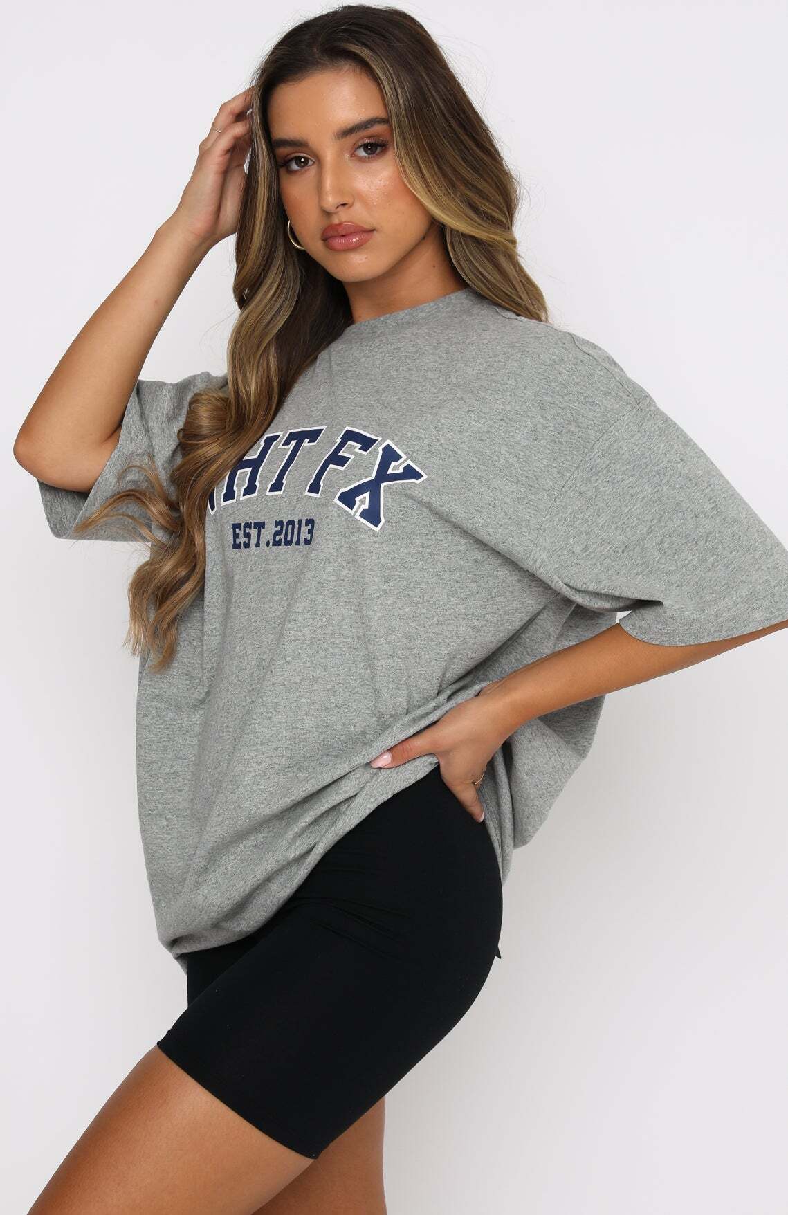 Varsity Tee Dusty Grey Marle - WHITE FOX