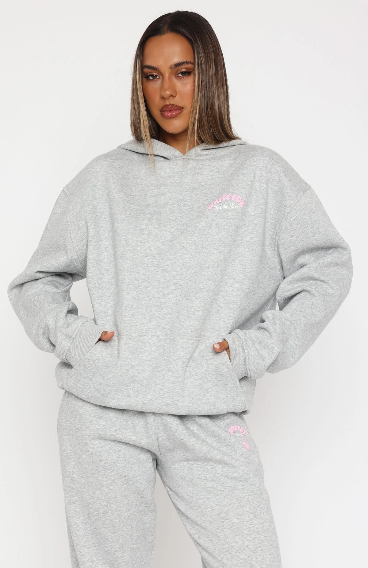 Love Me Tender Oversized Hoodie Dark Grey Marle - WHITE FOX