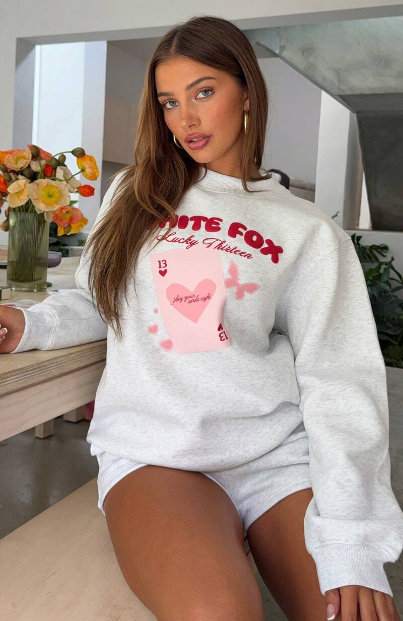 Lucky Thirteen Kalena Oversized Sweater Grey Marle - WHITE FOX