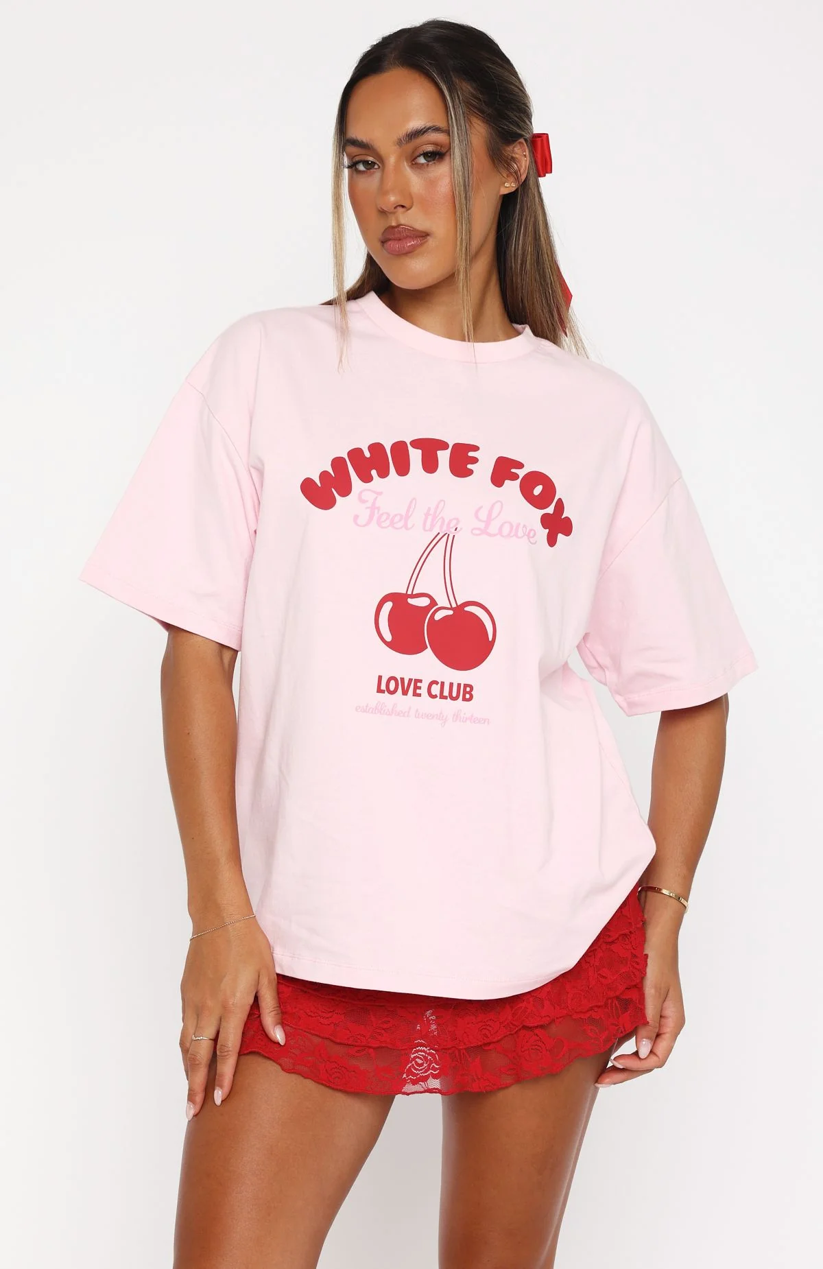 Love Me Tender Oversized Tee Pink - WHITE FOX