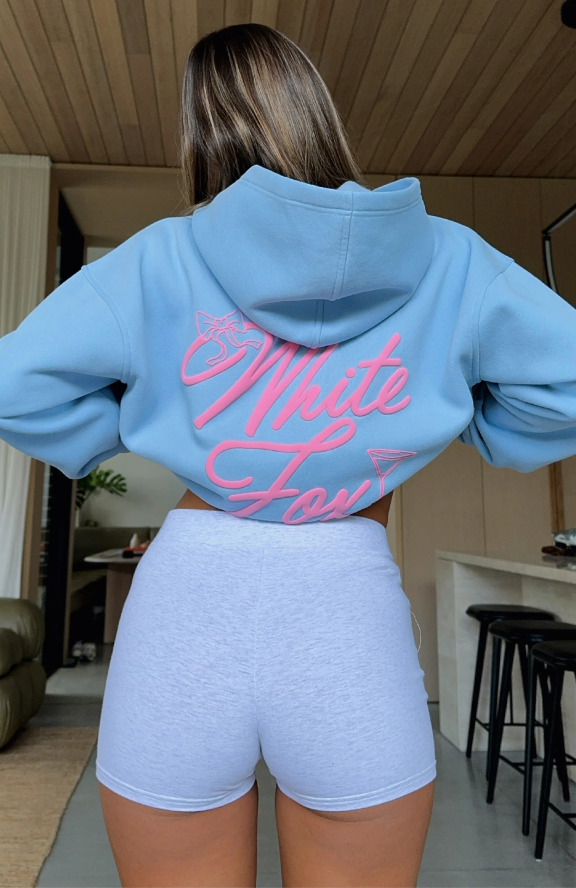 With Love & Kisses Oversized Hoodie Baby Blue - WHITE FOX