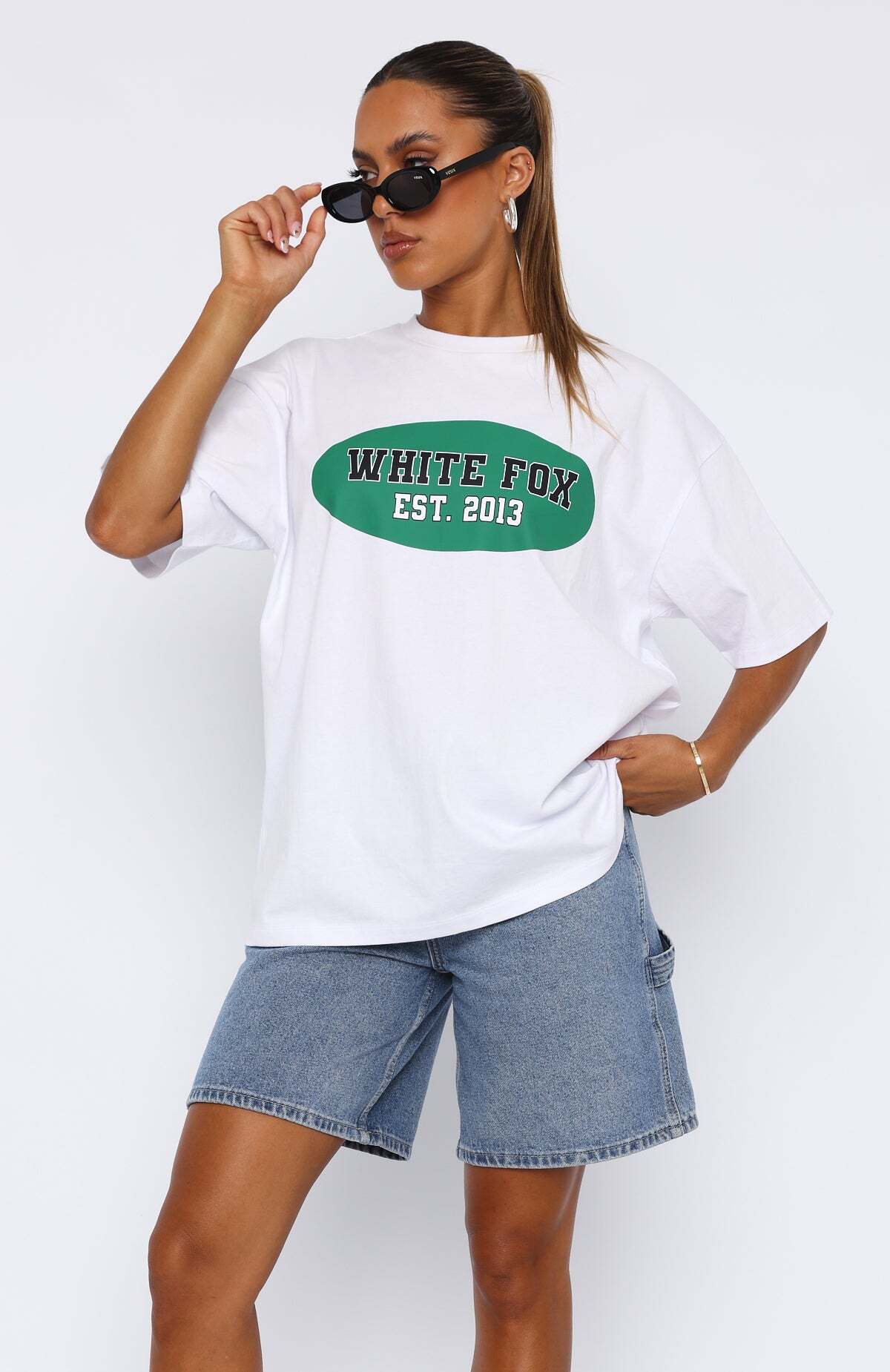 Running From You Oversized Tee White - WHITE FOX