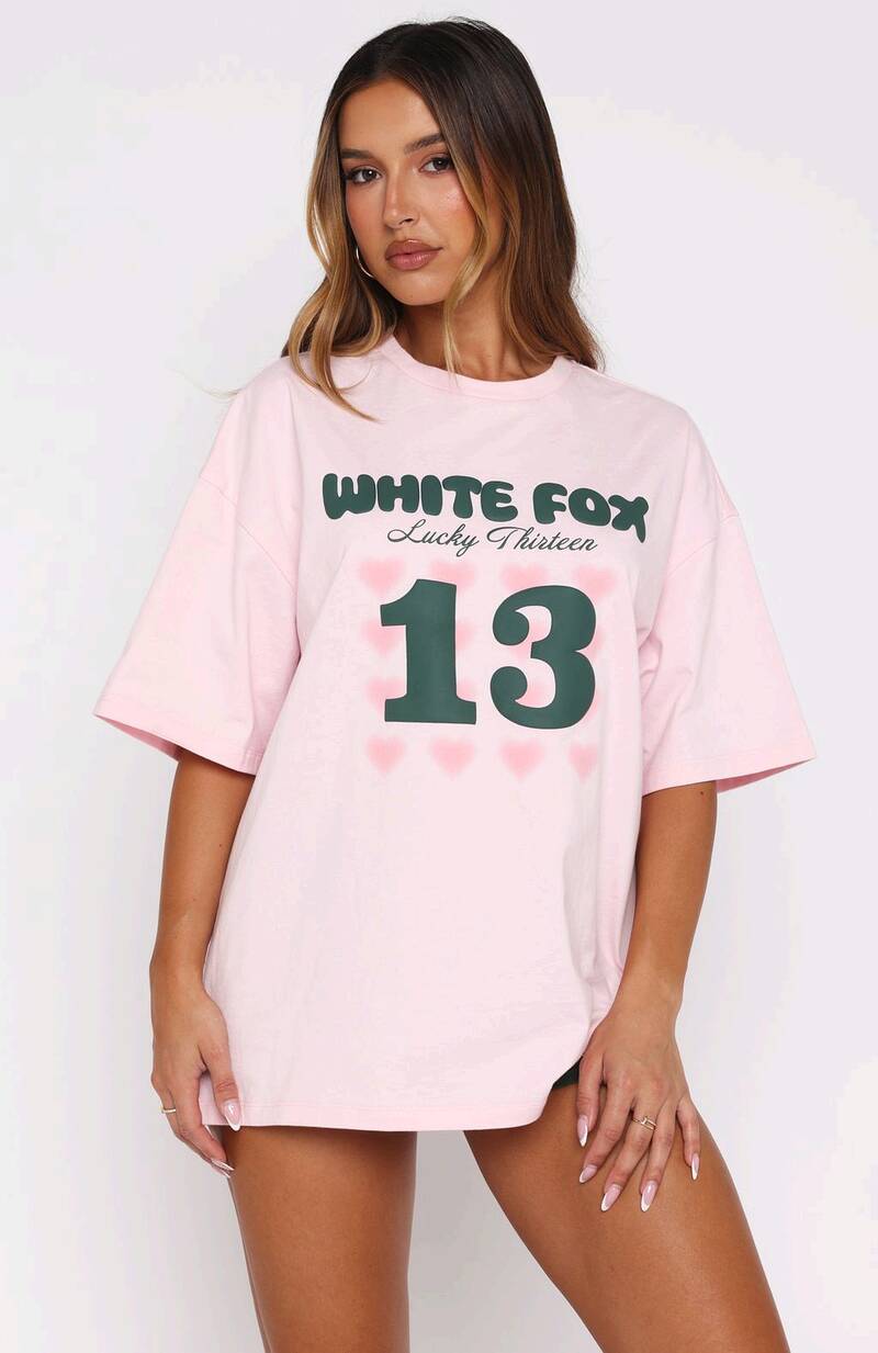 Lucky Thirteen Charise Oversized Tee Soft Pink - WHITE FOX