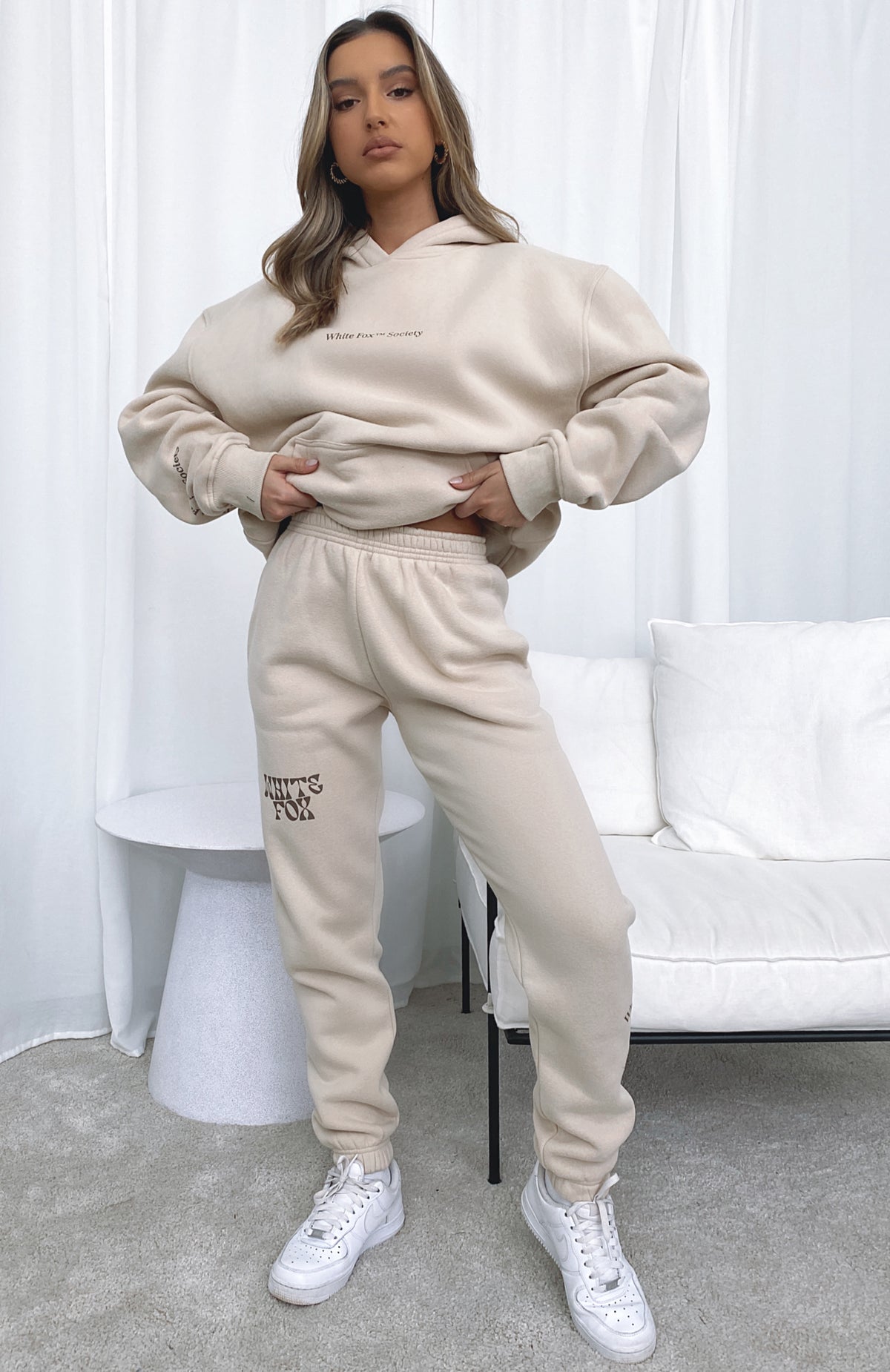 Can't Get Enough Sweatpants Sand - WHITE FOX