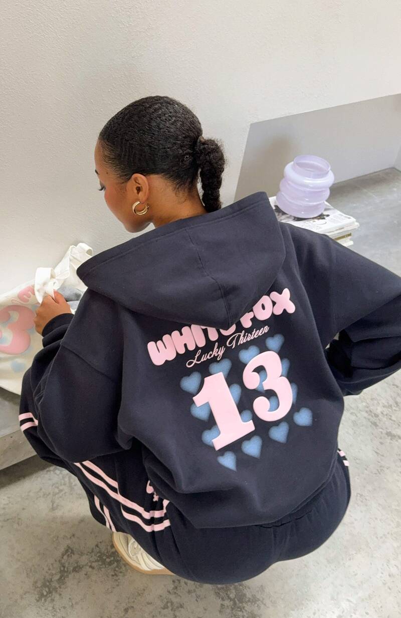 Lucky Thirteen Charise Zip Front Hoodie Navy - WHITE FOX