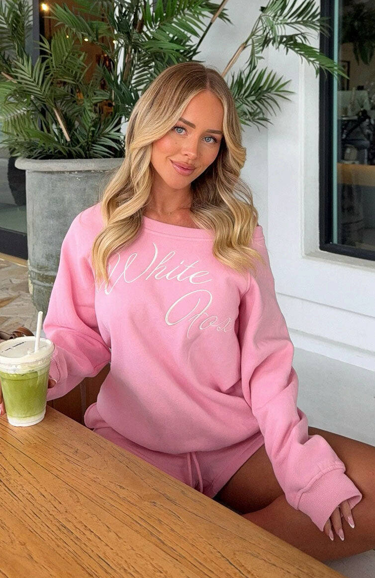 Lucky Thirteen Elsa Off Shoulder Sweater Candy Pink - WHITE FOX