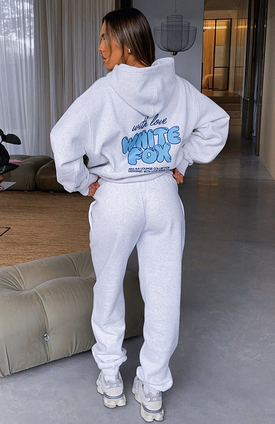 With Love Always Sweatpants Grey Marle - WHITE FOX