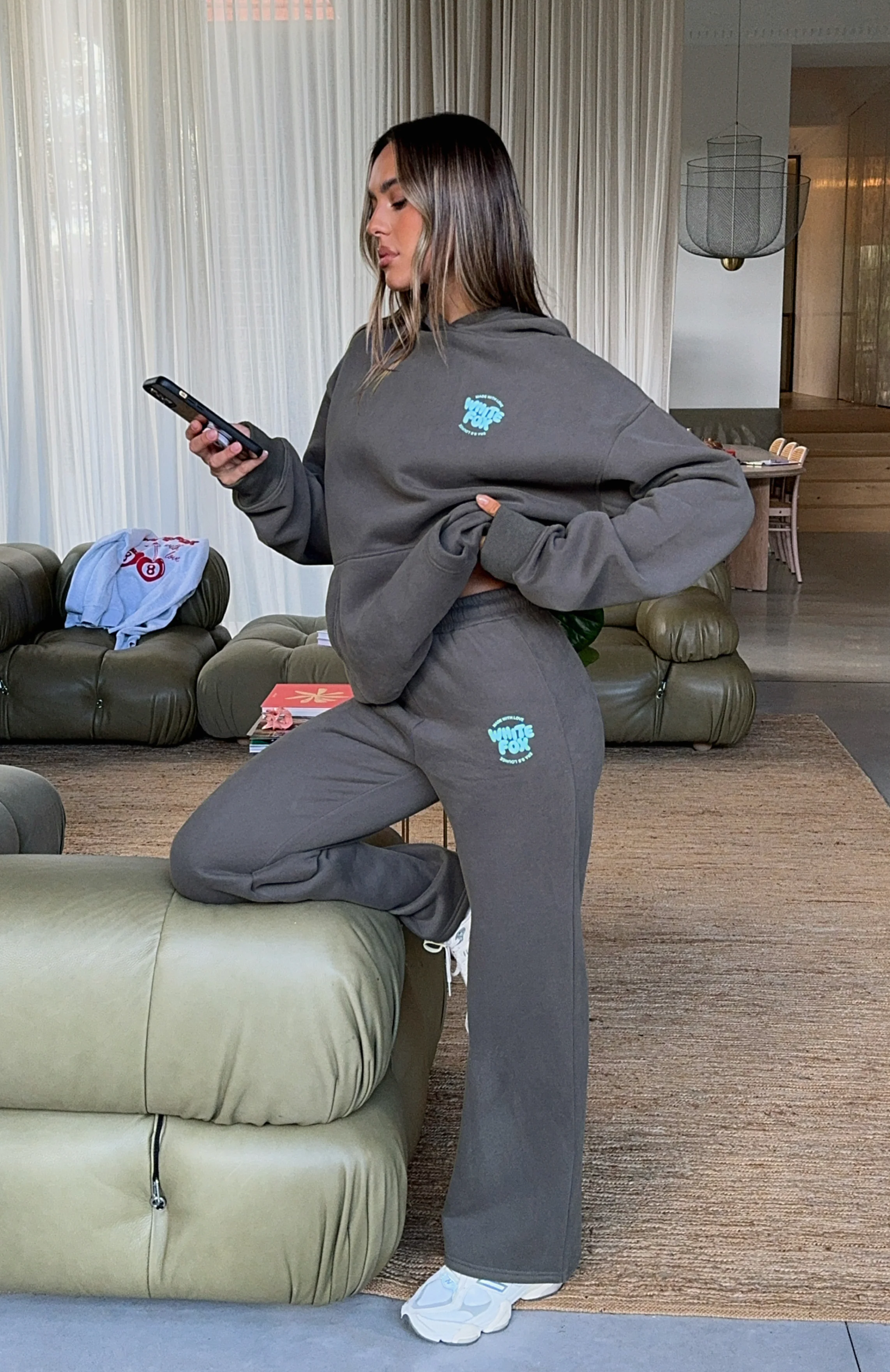 With Love For You Wide Leg Sweatpants Volcanic - WHITE FOX