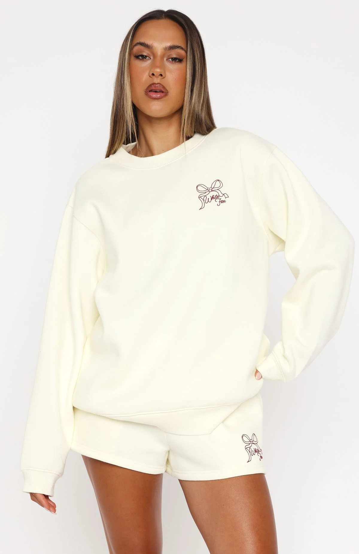 Love You Forever Oversized Sweater Cream - WHITE FOX