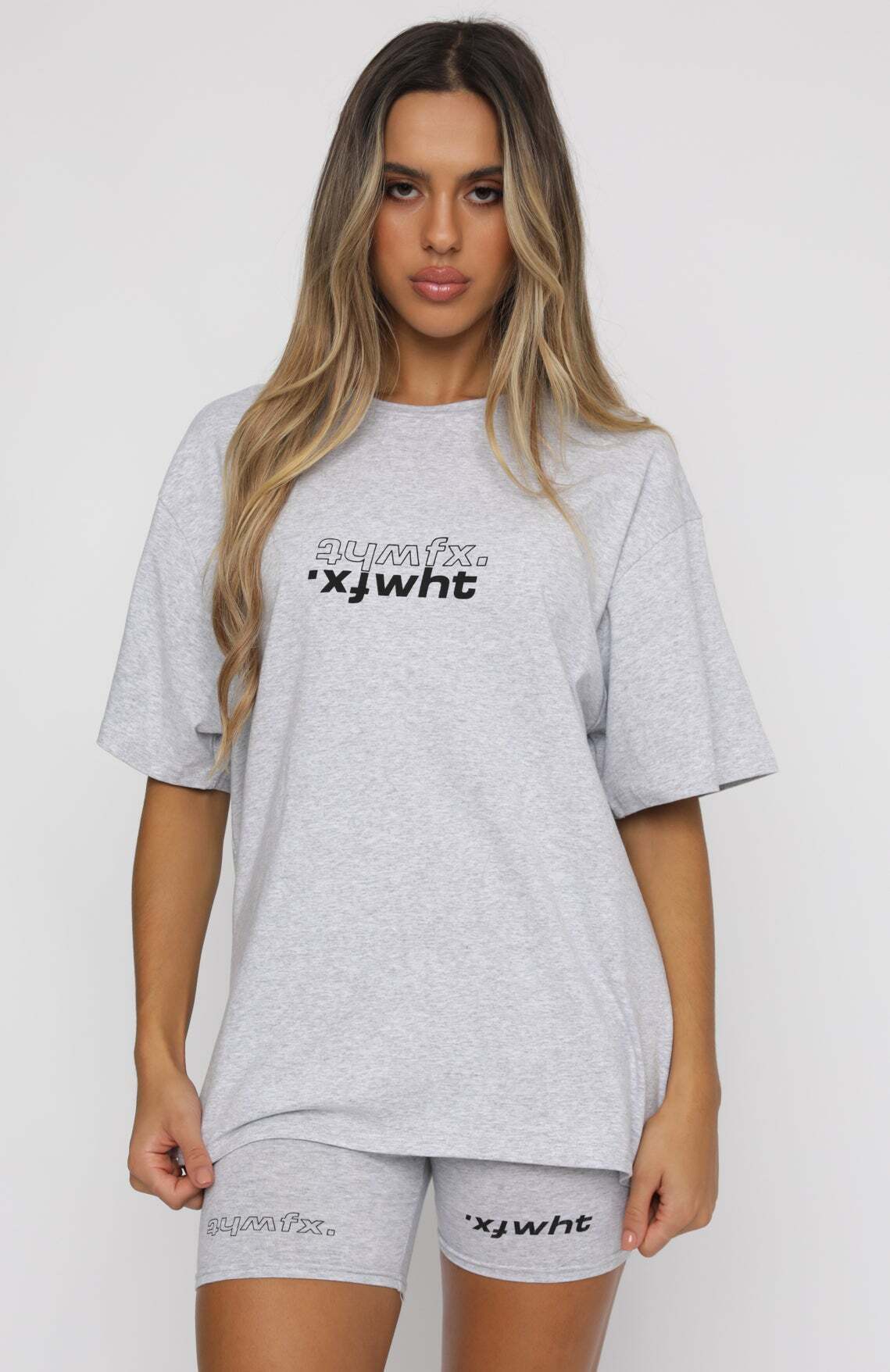 Catching Feelings Tee Grey Marle - WHITE FOX