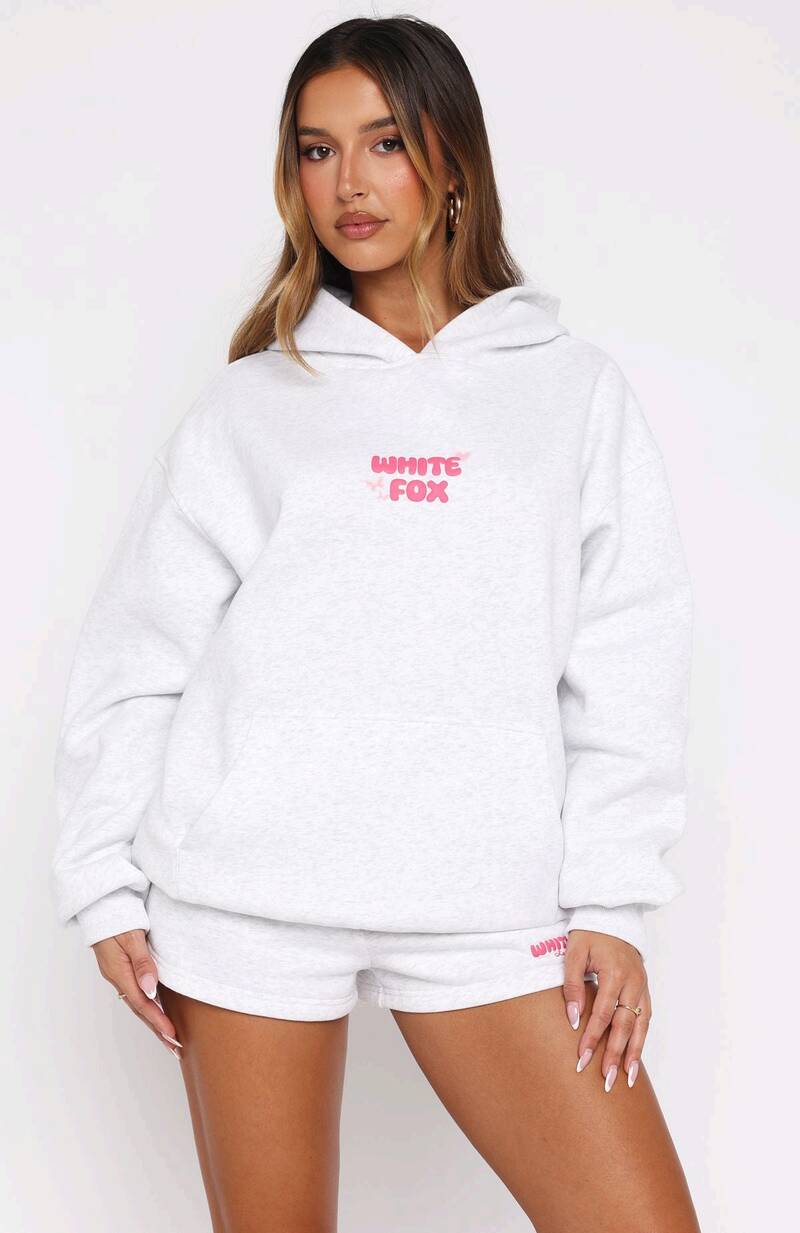 Lucky Thirteen Stephanie Oversized Hoodie Grey Marle - WHITE FOX