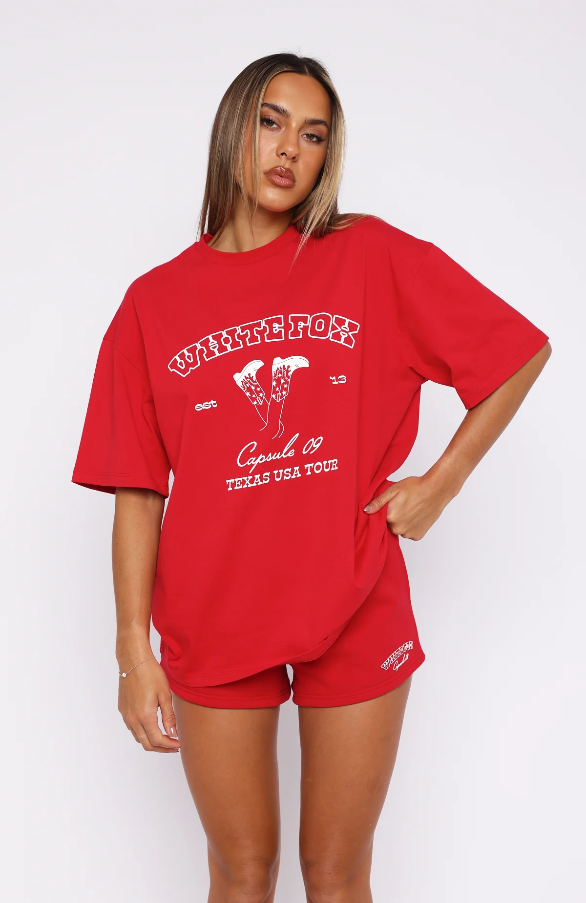 Capsule 9 Take It On Tour Oversized Tee Red - WHITE FOX