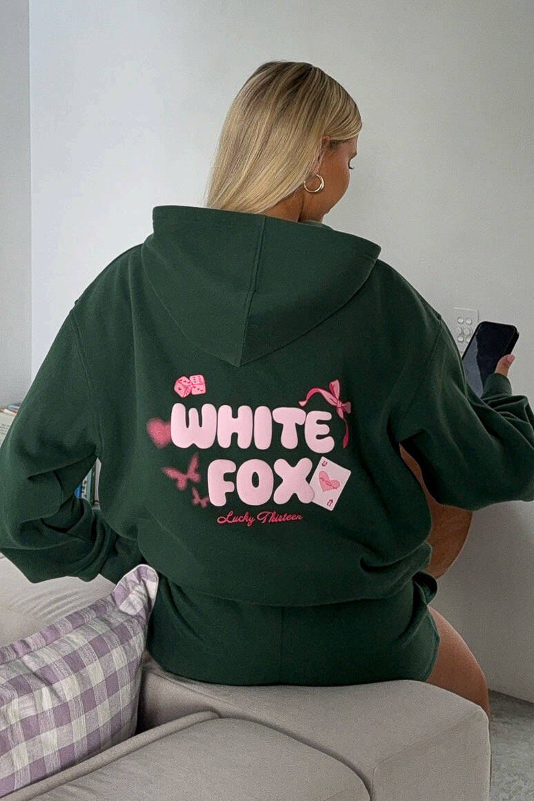 Lucky Thirteen Stephanie Oversized Hoodie Green - WHITE FOX