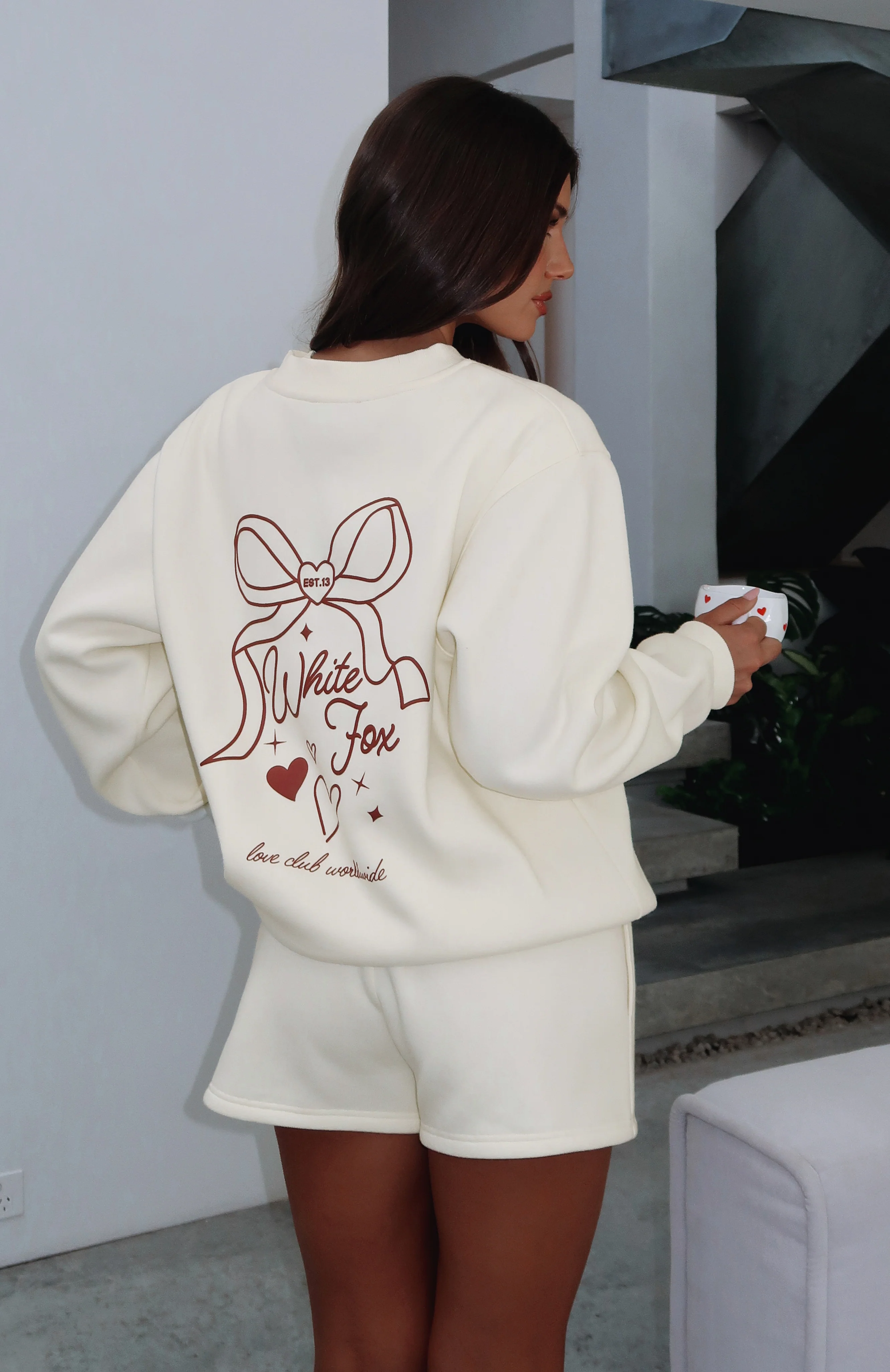 Love You Forever Oversized Sweater Cream - WHITE FOX