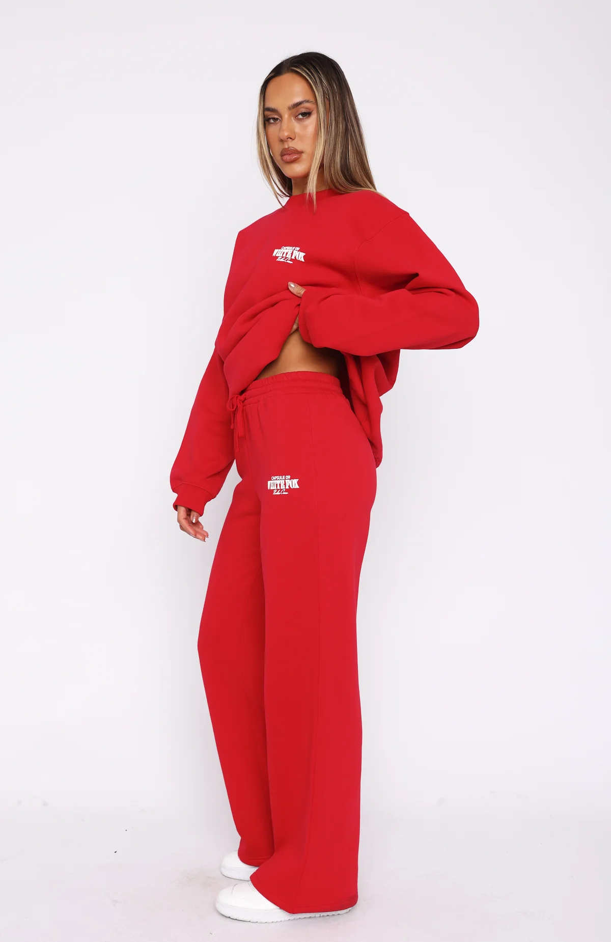 Capsule 9 Rodeo Crew Wide Leg Sweatpants Red - WHITE FOX
