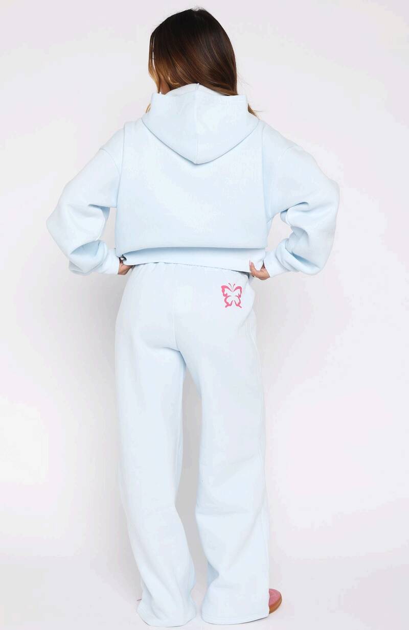 Lucky Thirteen Audrina Wide Leg Sweatpants Blue - WHITE FOX