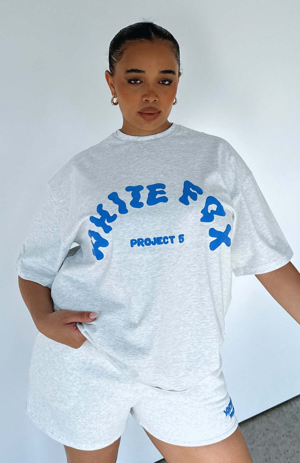 Project 5 Oversized Tee Gravity Grey - WHITE FOX