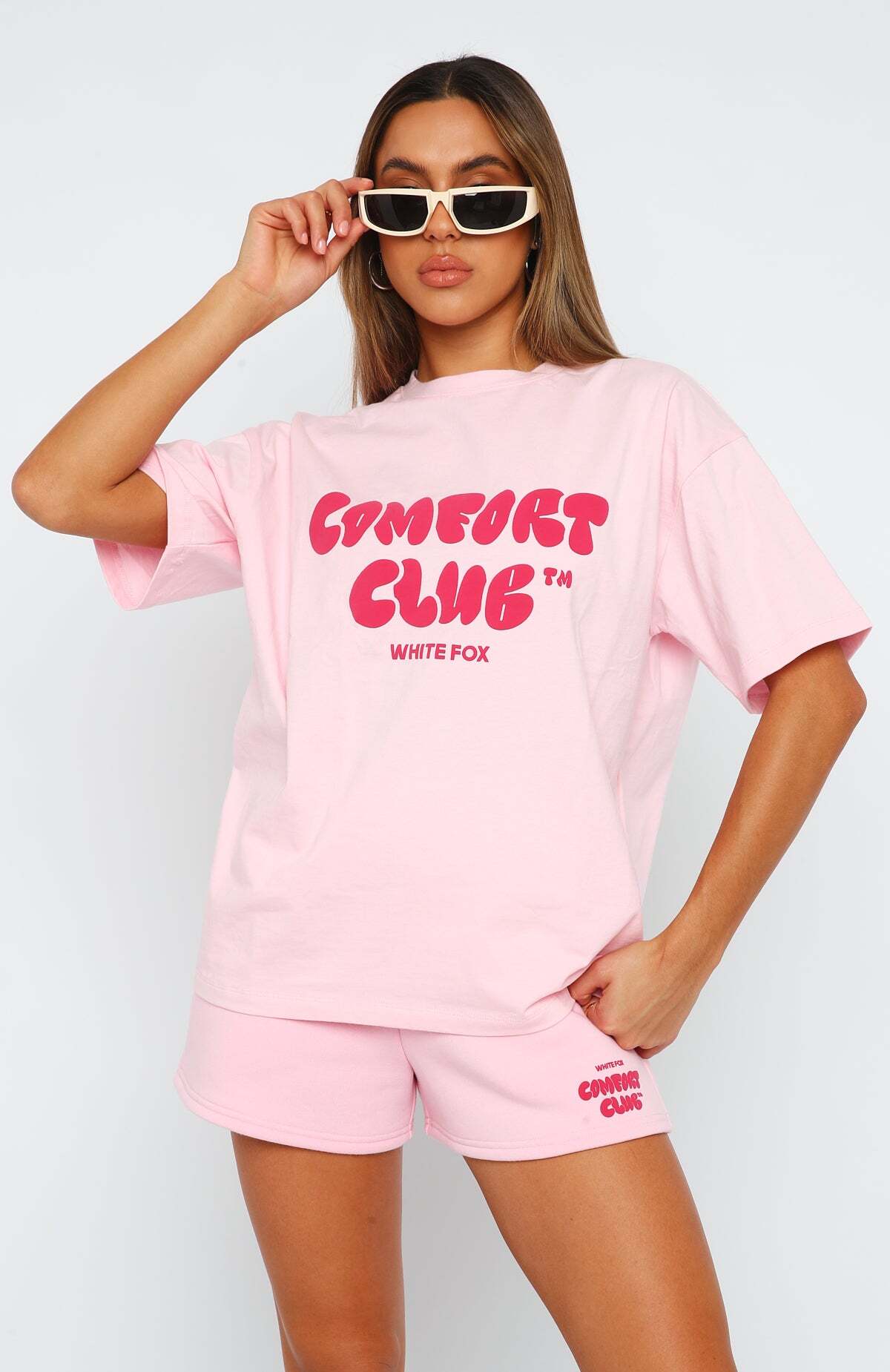 Comfort Club Oversized Tee Bon Bon - WHITE FOX