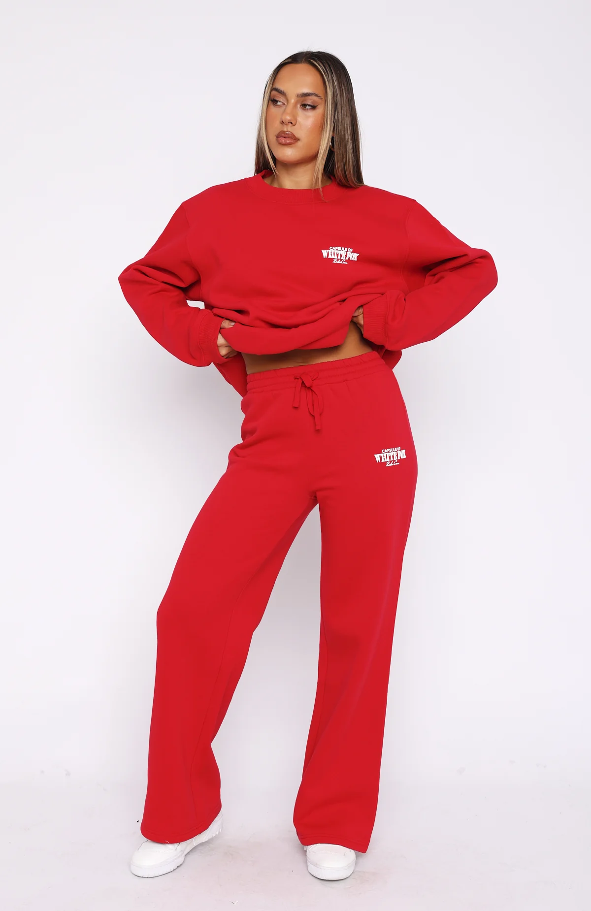 Capsule 9 Rodeo Crew Wide Leg Sweatpants Red - WHITE FOX