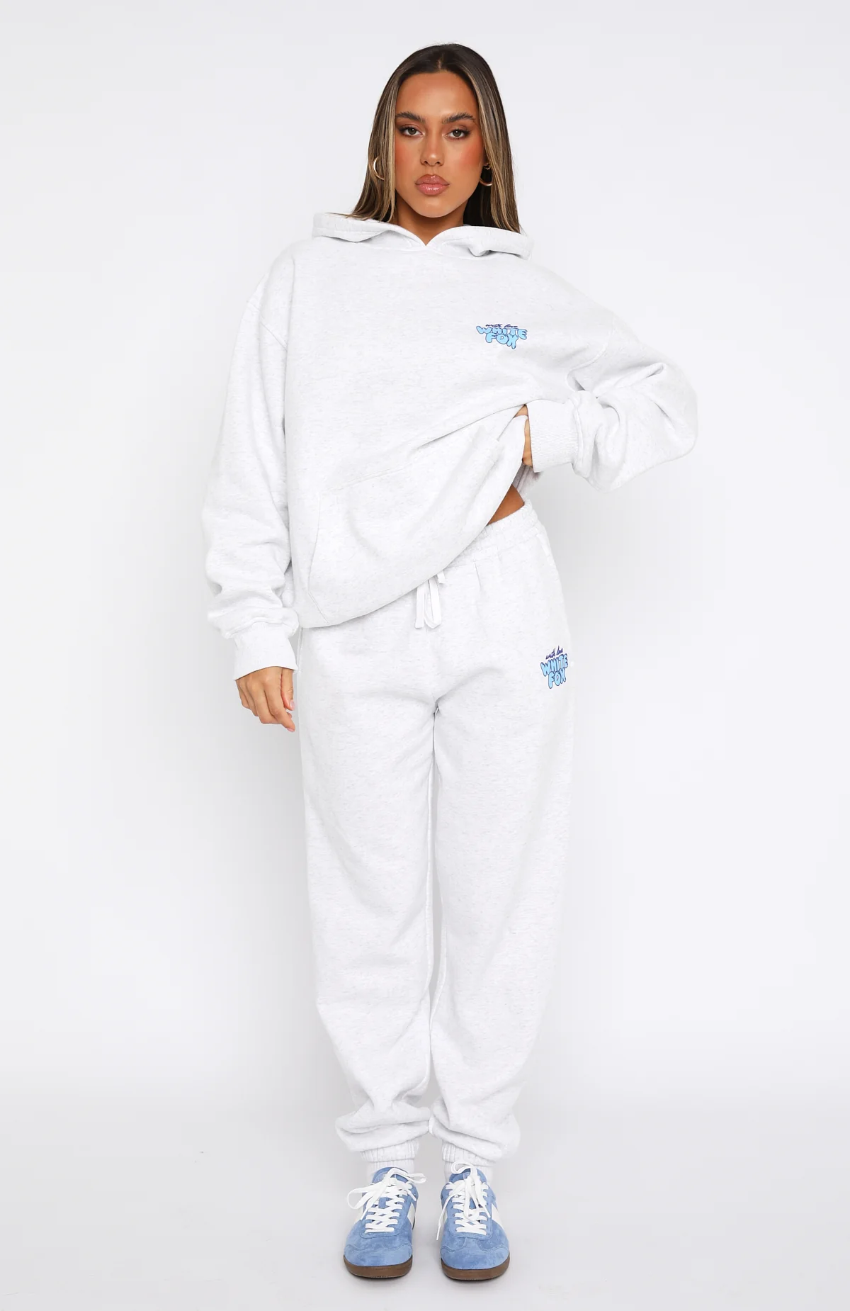 With Love Always Sweatpants Grey Marle - WHITE FOX