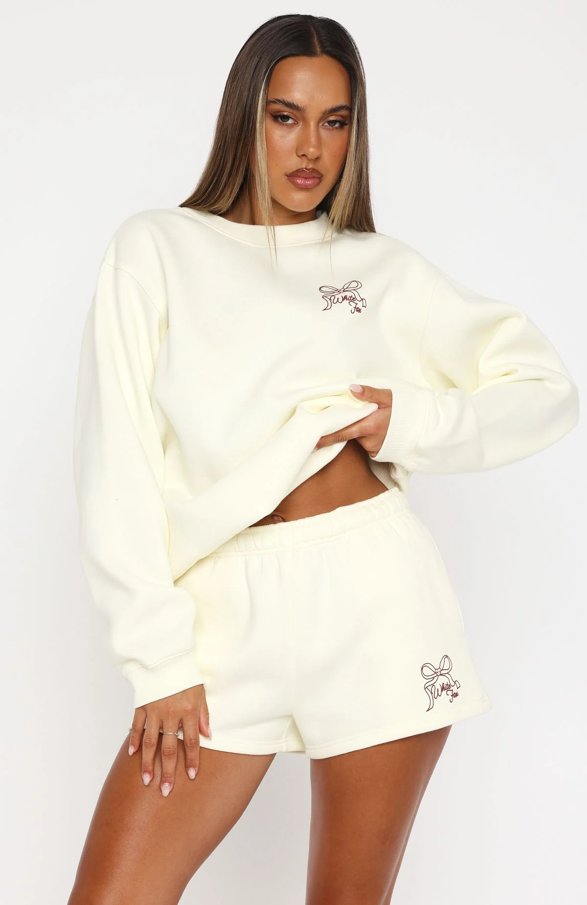 Love You Forever Lounge Shorts Cream - WHITE FOX