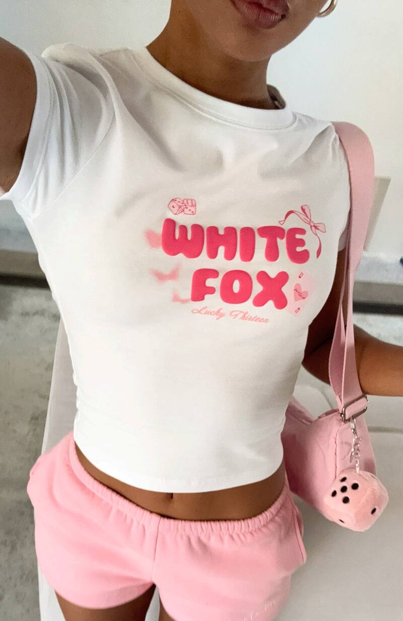 Lucky Thirteen Stephanie Baby Tee White - WHITE FOX