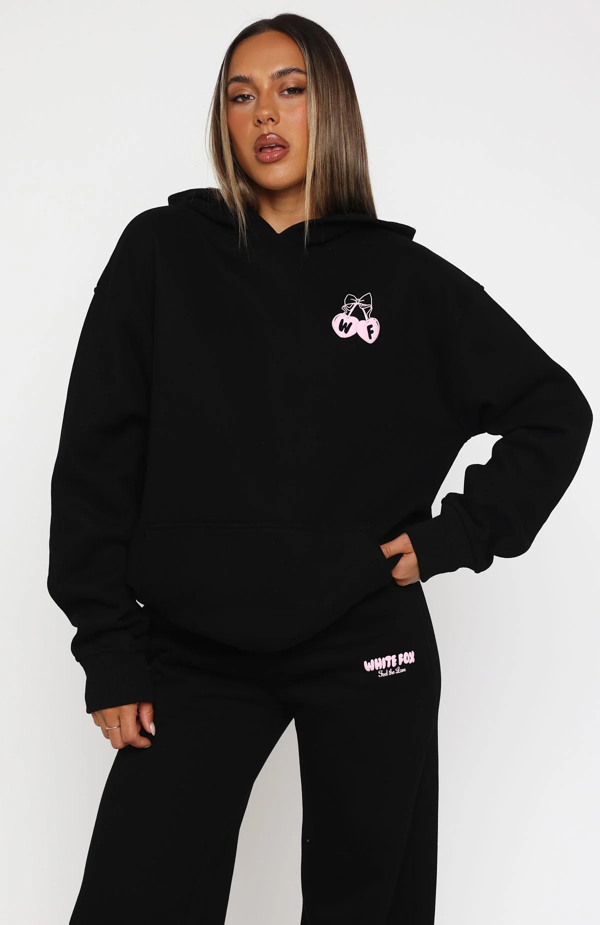 Feel The Love Oversized Hoodie Black - WHITE FOX
