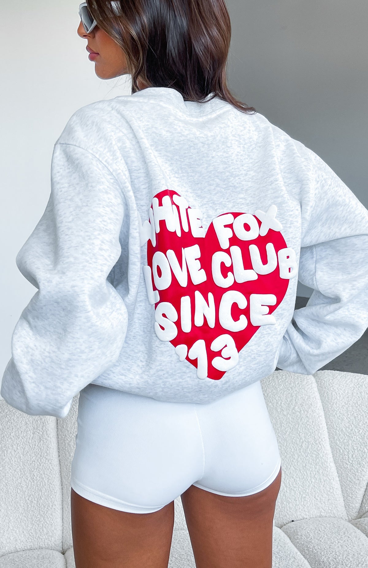 Love Club Oversized Sweater Grey Marle - WHITE FOX