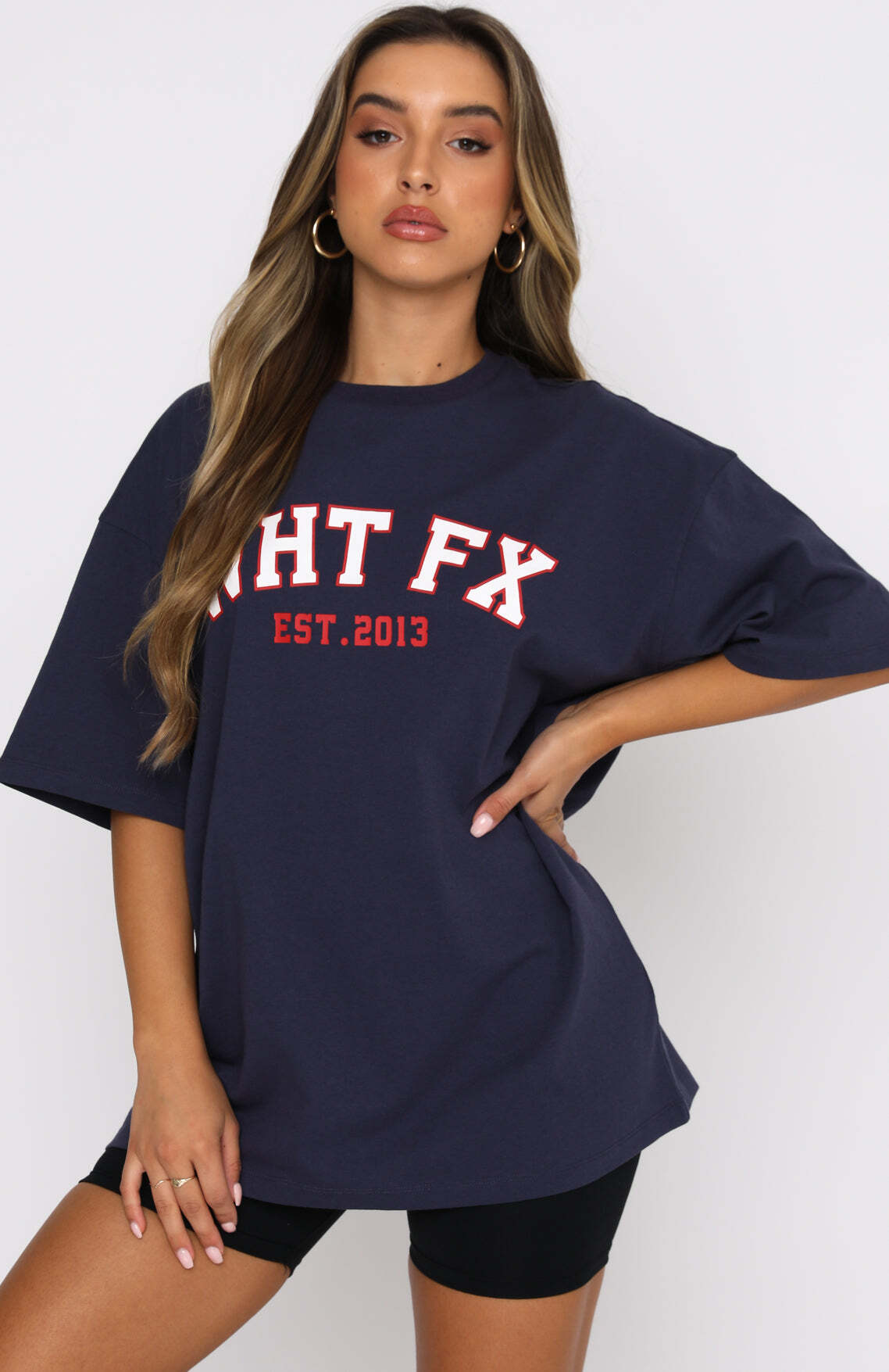 Varsity Tee Dusty Navy - WHITE FOX