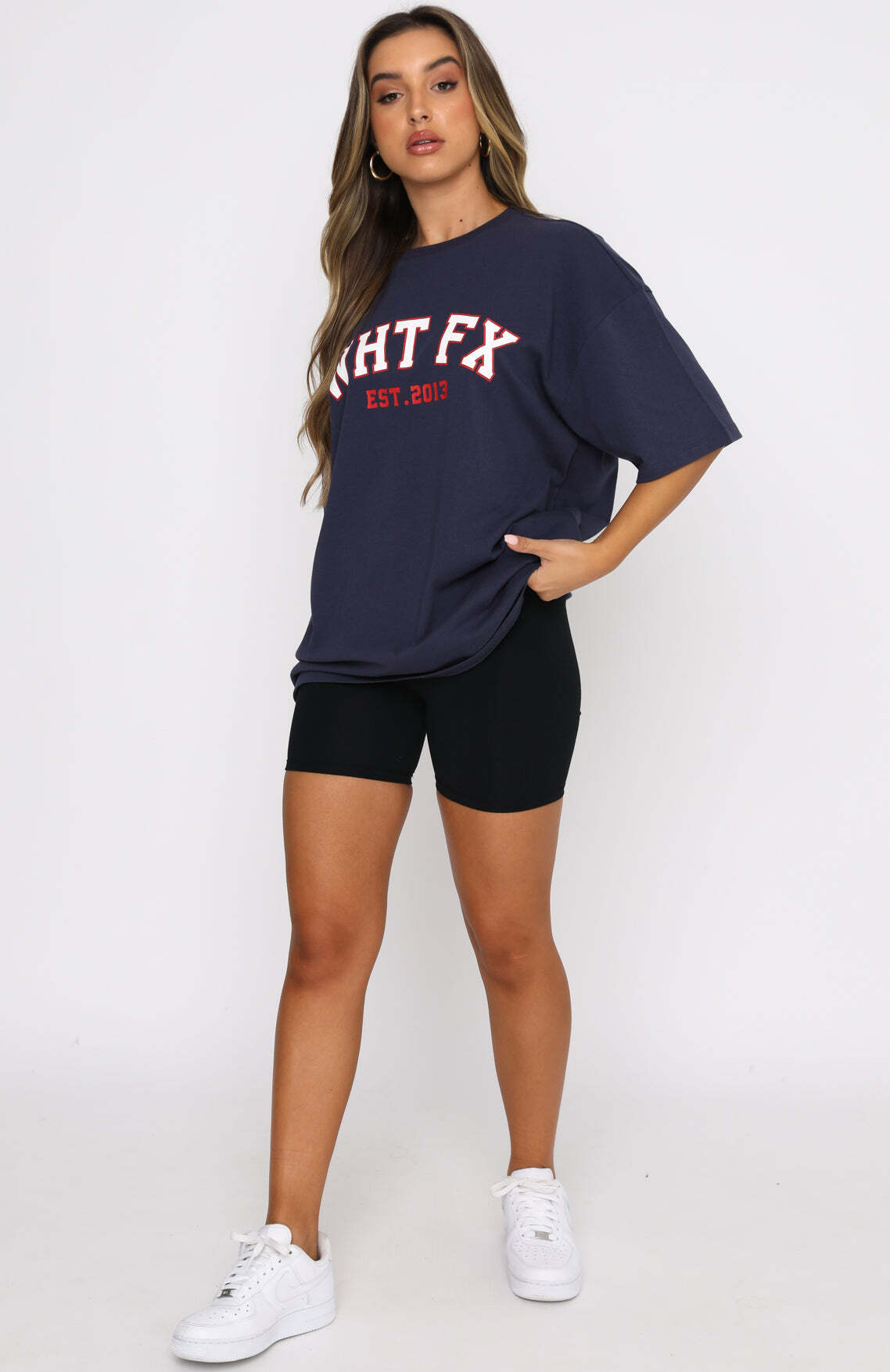Varsity Tee Dusty Navy - WHITE FOX