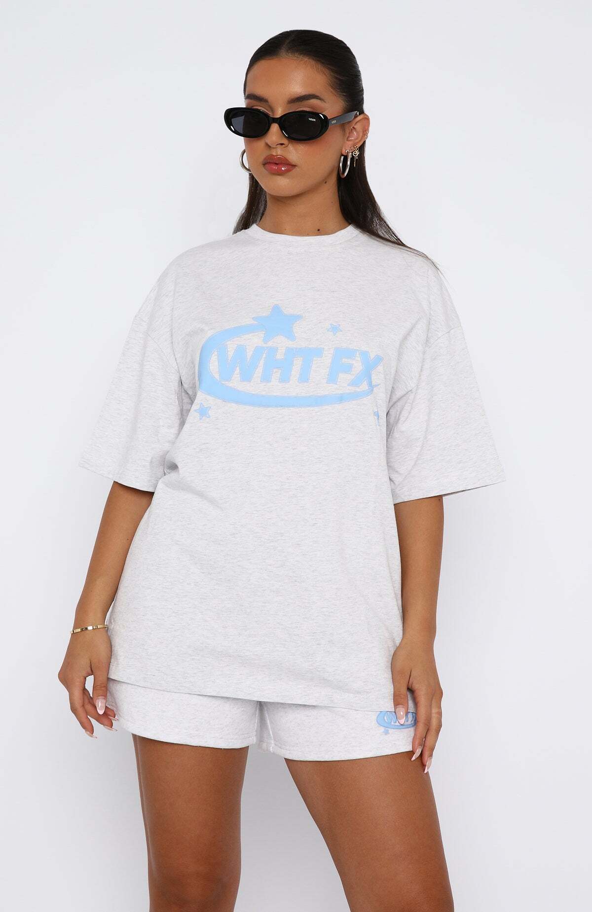 The Main Star Oversized Tee Grey Marle - WHITE FOX