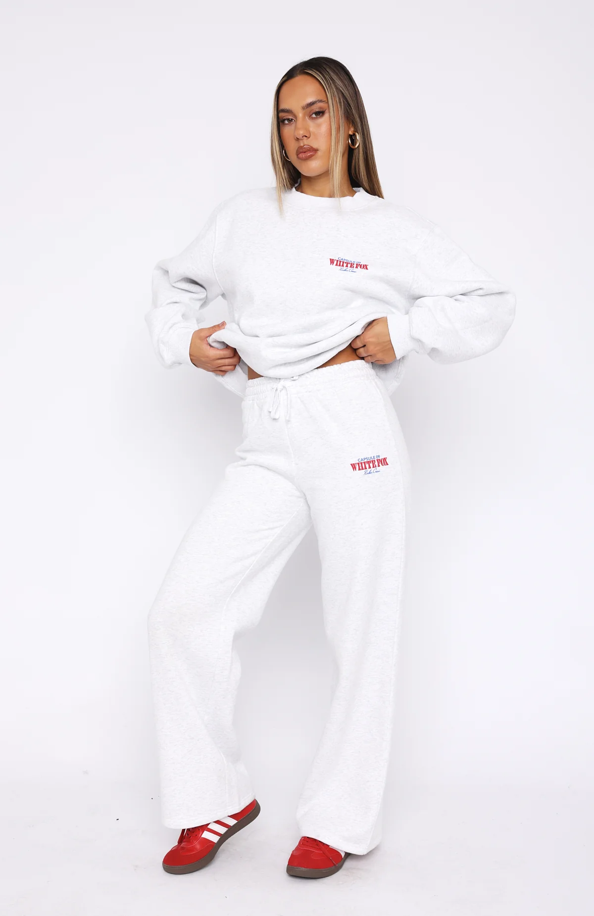 Capsule 9 Rodeo Crew Wide Leg Sweatpants Grey Marle - WHITE FOX