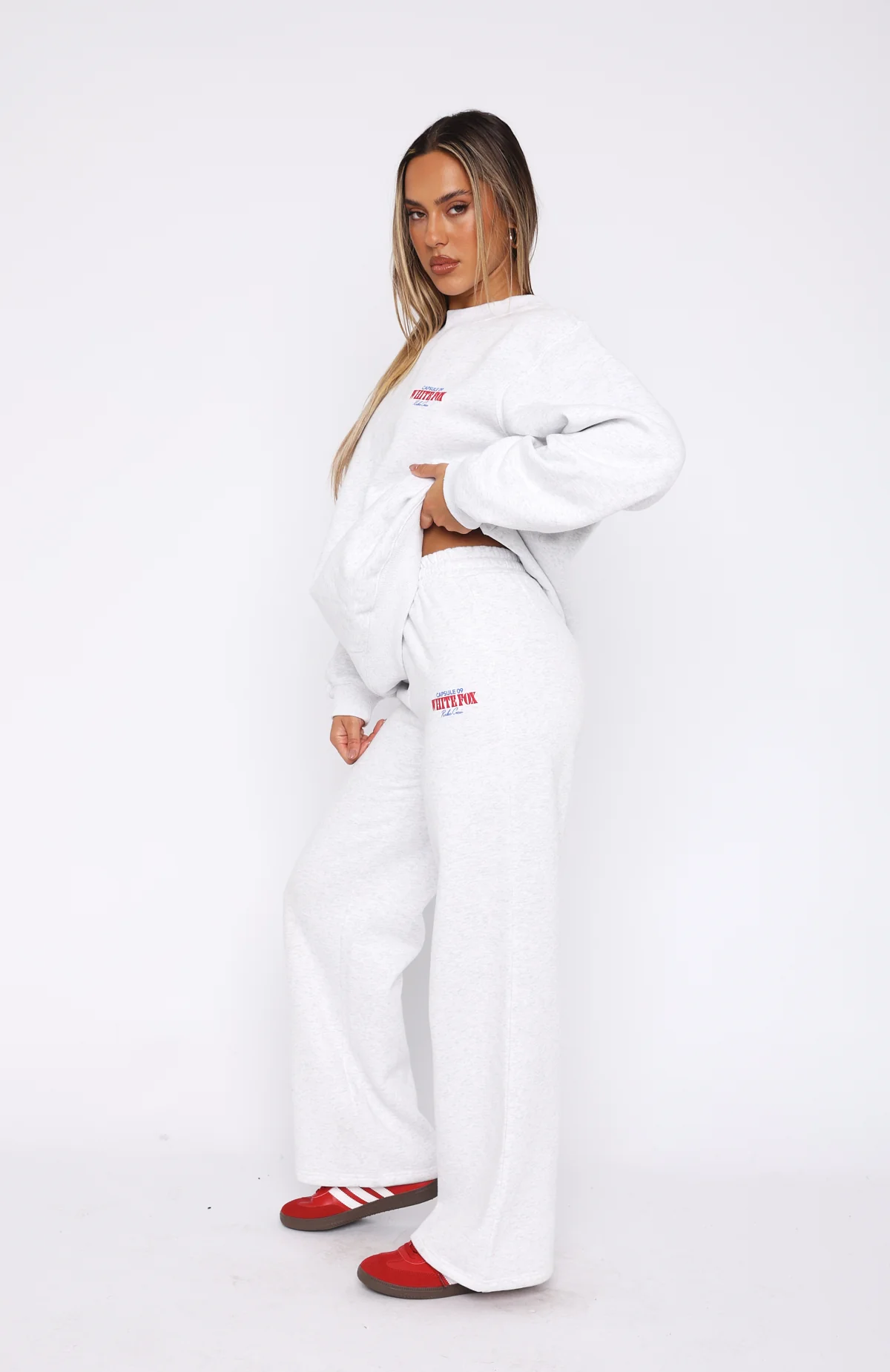 Capsule 9 Rodeo Crew Wide Leg Sweatpants Grey Marle - WHITE FOX