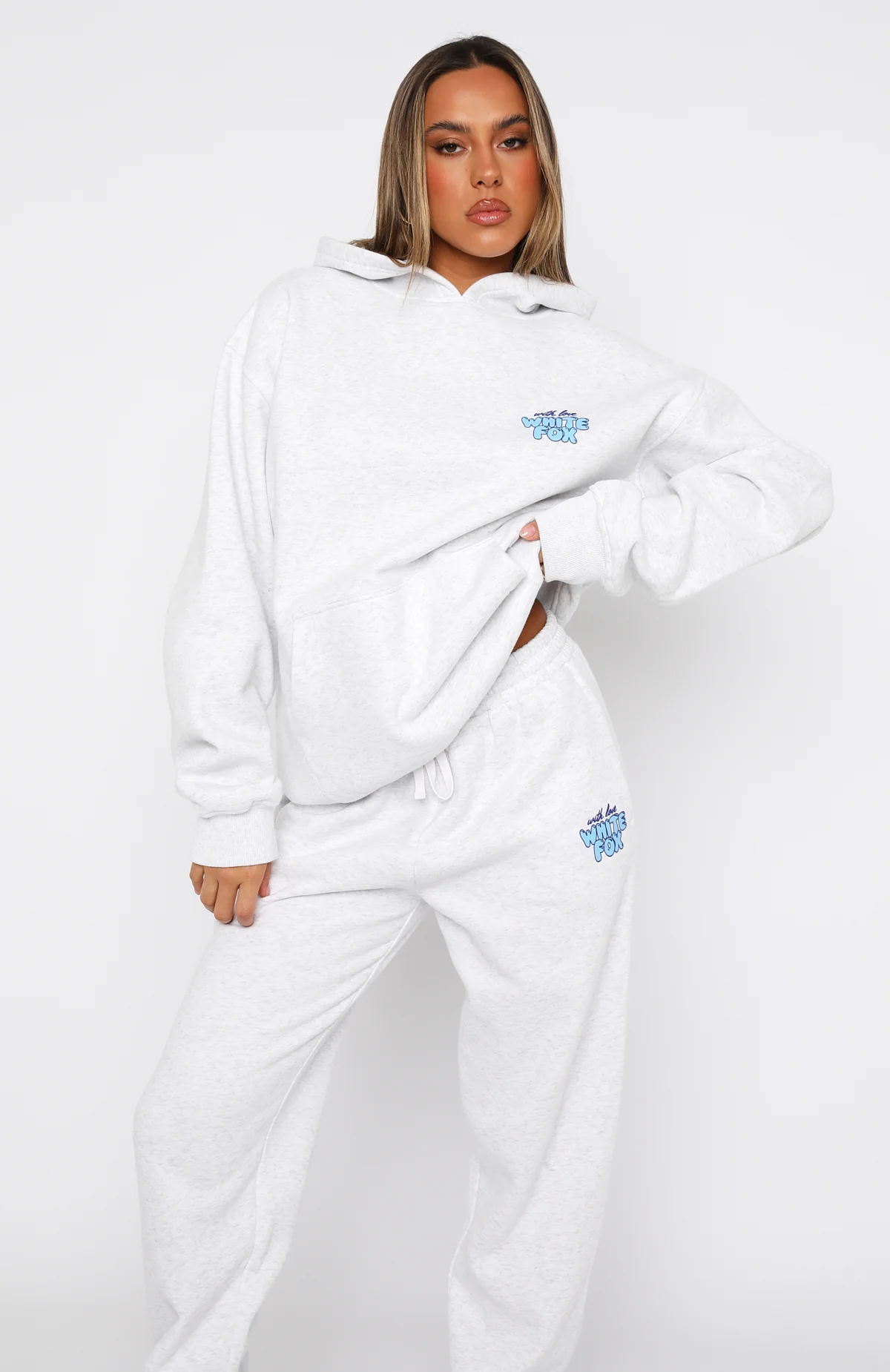 With Love Always Oversized Hoodie Grey Marle - WHITE FOX
